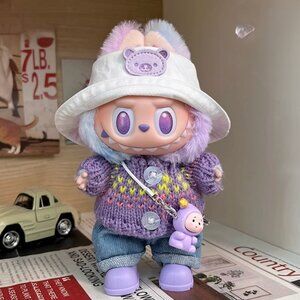 Purple Sweater Outfit for Labubu Gen 1/2/3 – Handmade Clothes Set (No Doll)